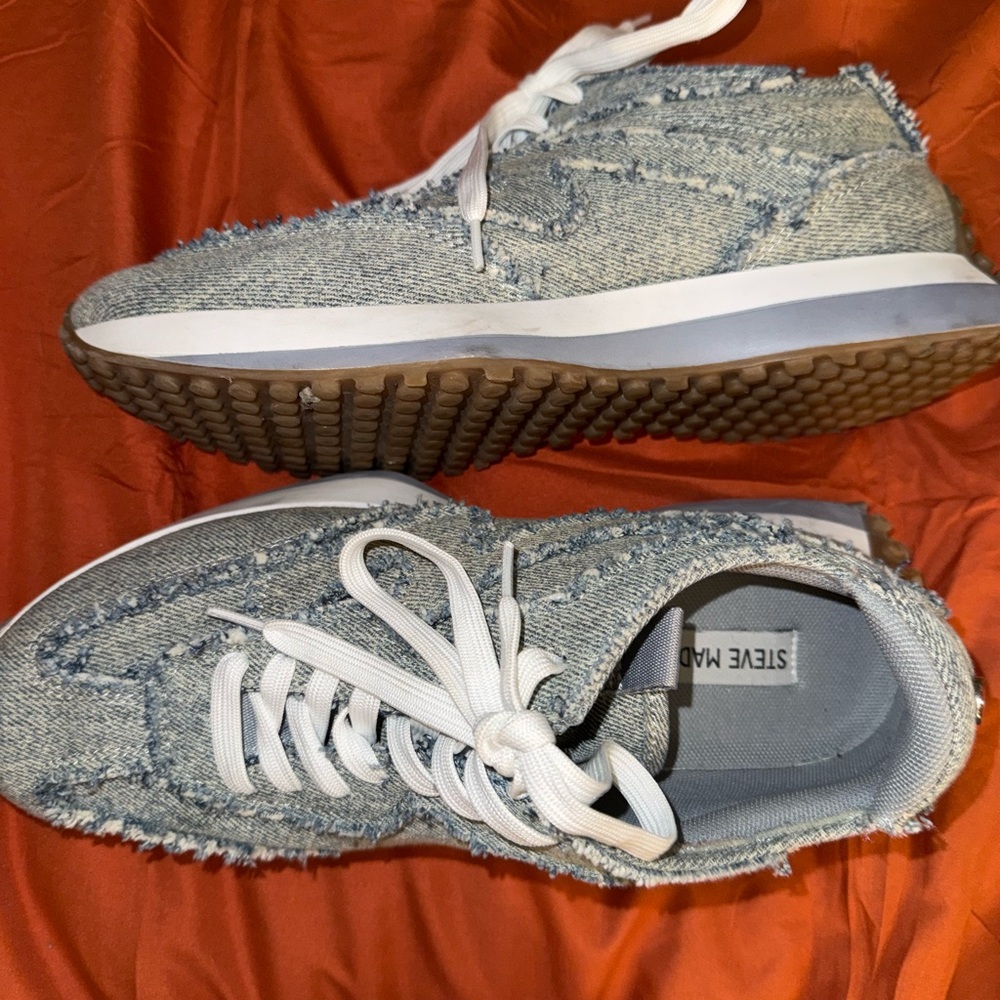 Steve Madden Blue Denim Sneakers with White Accents